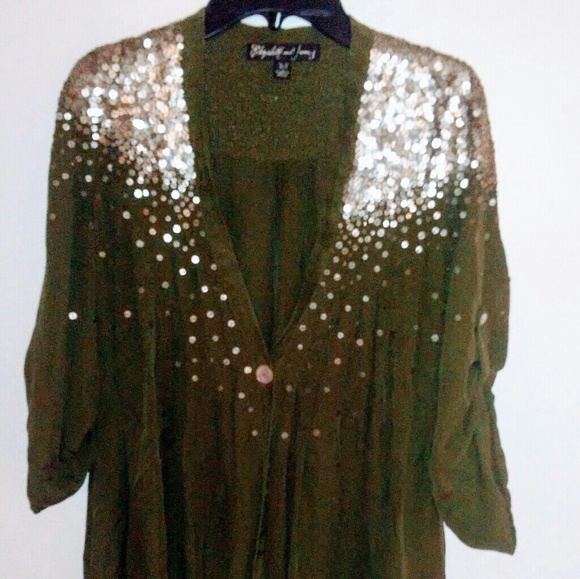 Elizabeth and James Olive Sequins Blouse - Picture 2 of 4